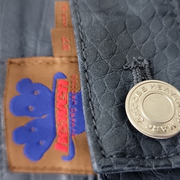 Heaven by Marc Jacobs Navy Croc-Embossed Star Faux Leather Pants 27 - Picture 5 of 8